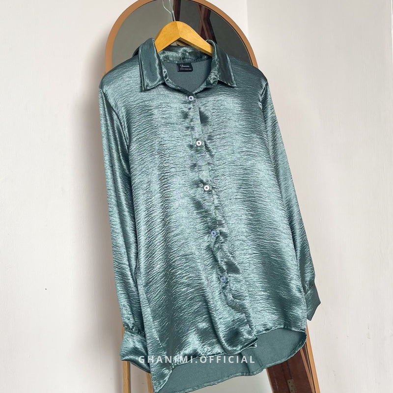Calla Shimmer Shirt Emerald